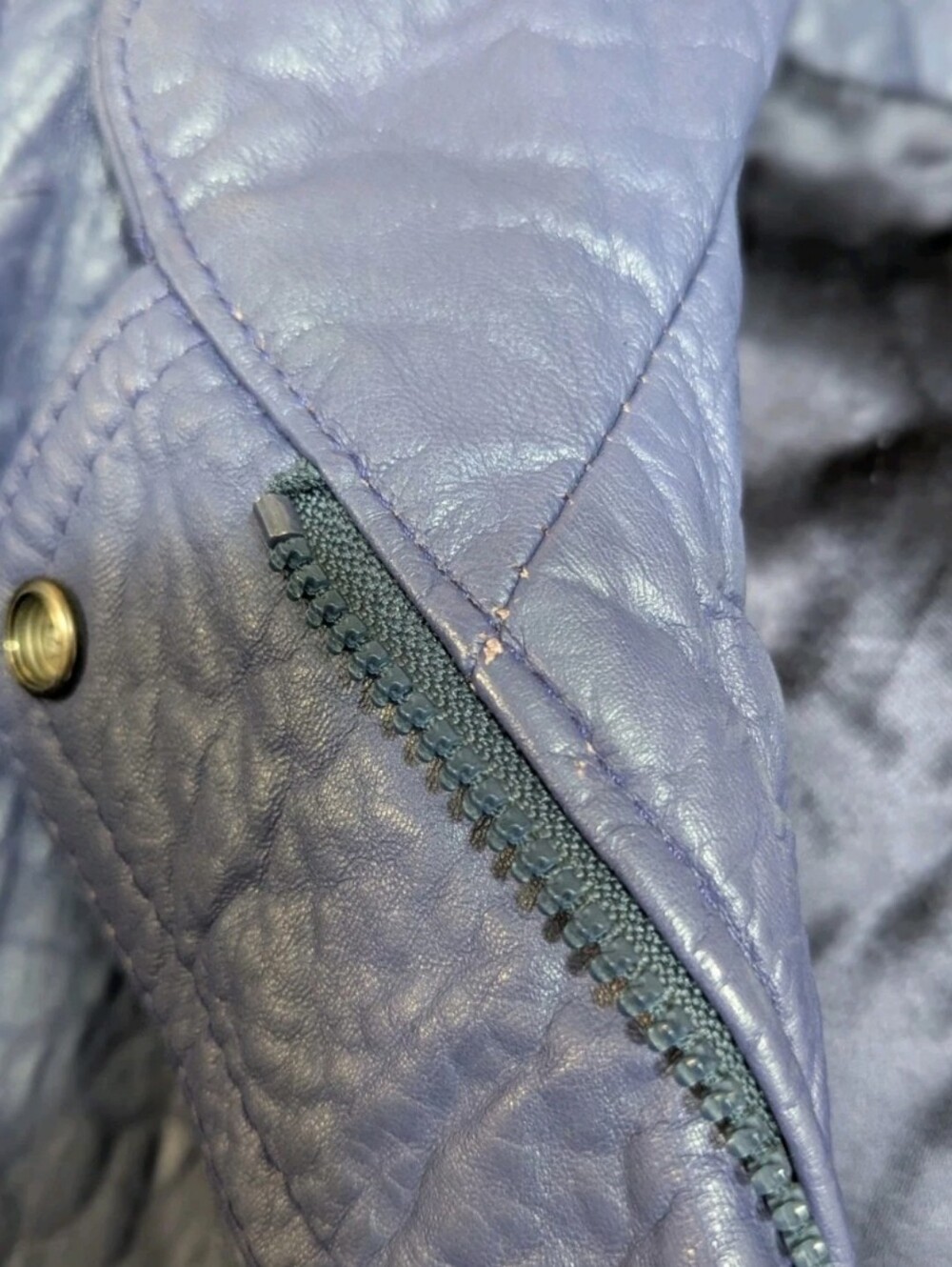 The Old Mill Glen Laine by Bainton Periwinkle, Leather Jacket Bomber Style - M - Picture 10 of 16